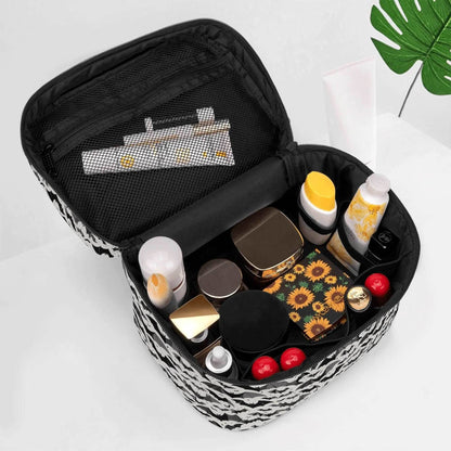 Black and White Bats Leather Cosmetic Bag - DeRose Seasonal