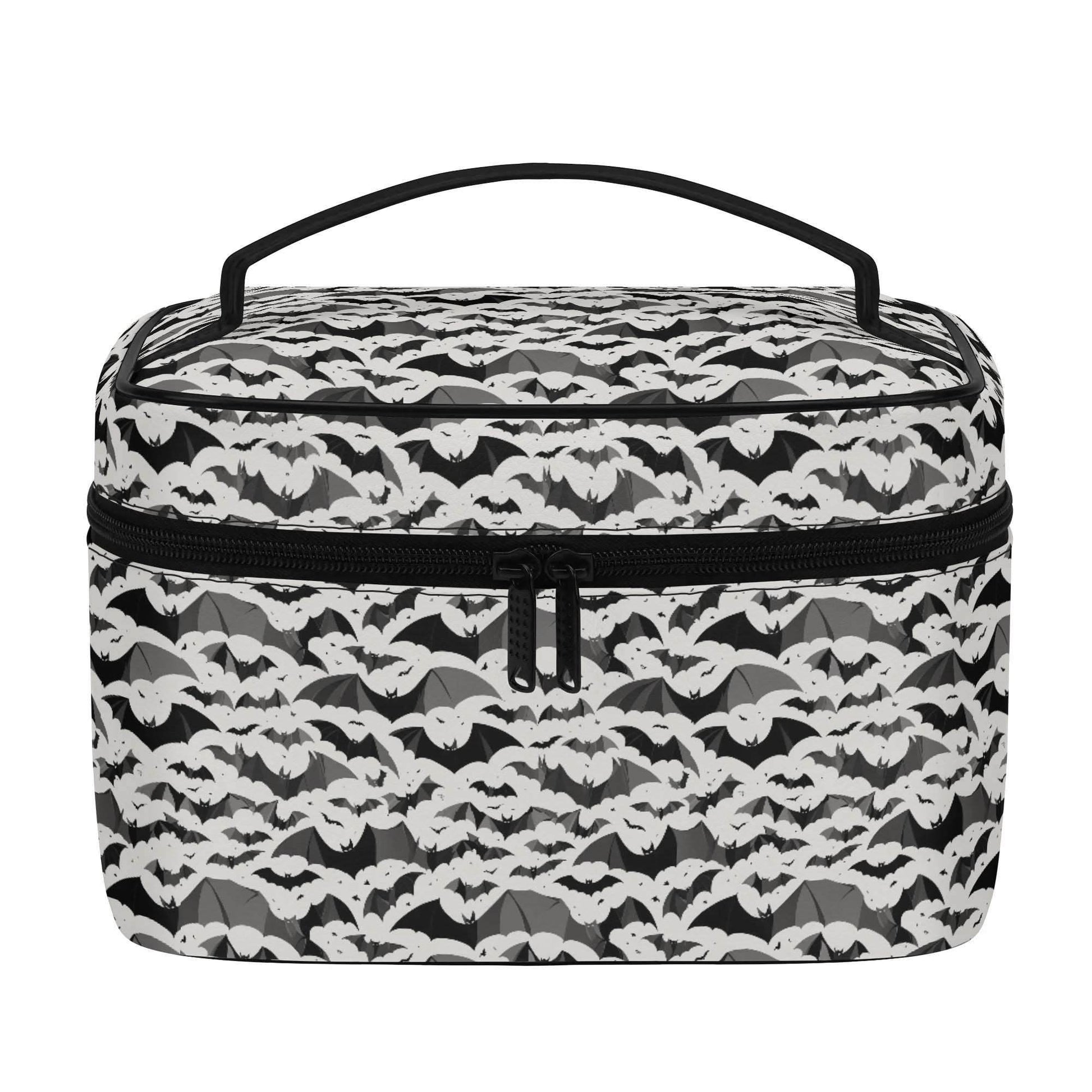 Black and White Bats Leather Cosmetic Bag - DeRose Seasonal