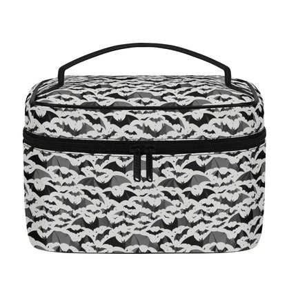 Black and White Bats Leather Cosmetic Bag - DeRose Seasonal