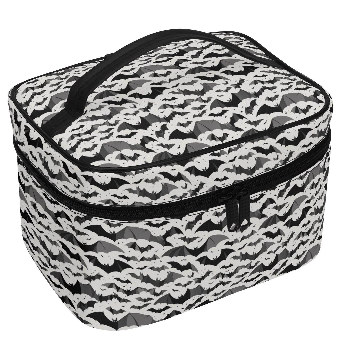 Black and White Bats Leather Cosmetic Bag - DeRose Seasonal
