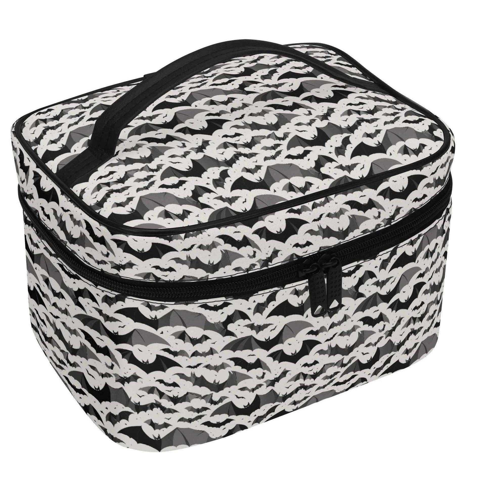 Black and White Bats Leather Cosmetic Bag - DeRose Seasonal