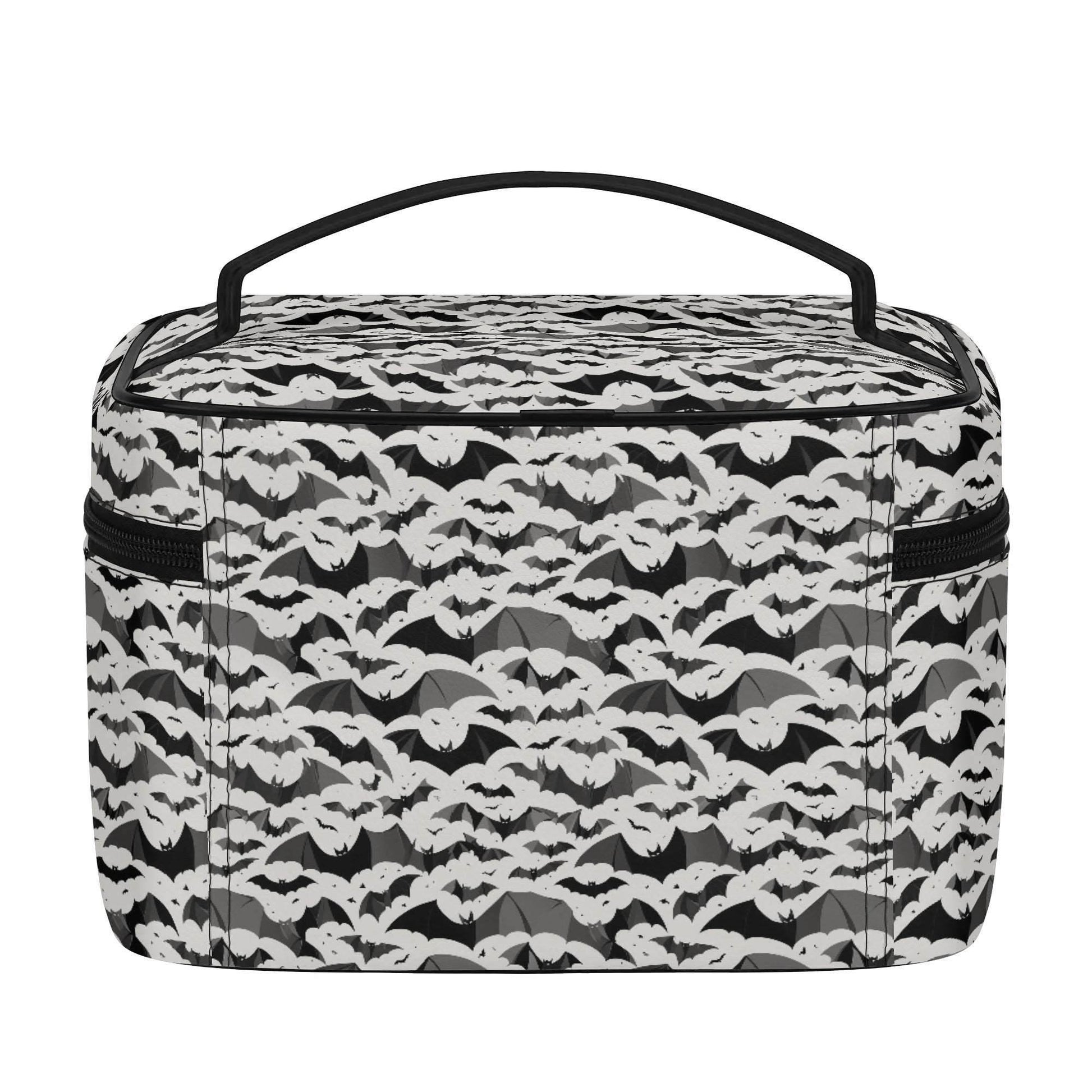 Black and White Bats Leather Cosmetic Bag - DeRose Seasonal