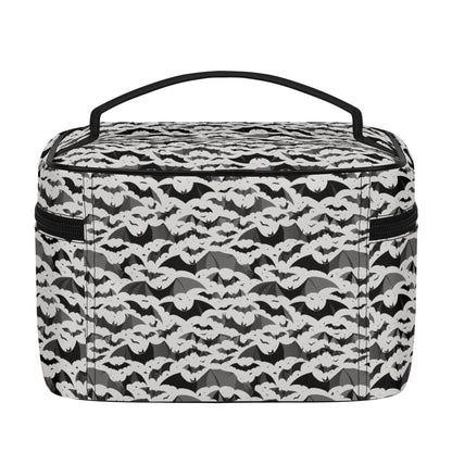 Black and White Bats Leather Cosmetic Bag - DeRose Seasonal