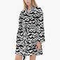 Black and White Bats Women's Loose-fitting Bathrobe - DeRose Seasonal