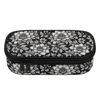 Black and White Bloom 3-Layer Pencil and Cosmetic Case - DeRose Seasonal