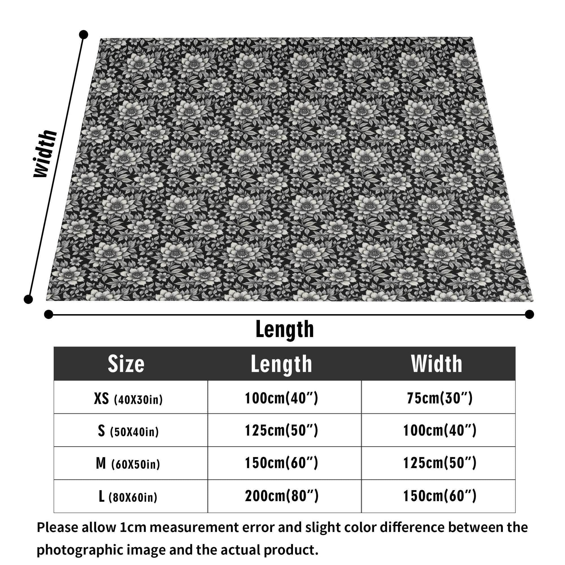 Black and White Bloom Flannel Breathable Blanket 4 Sizes - DeRose Seasonal