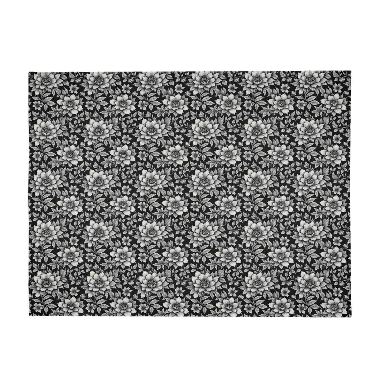Black and White Bloom Flannel Breathable Blanket 4 Sizes - DeRose Seasonal