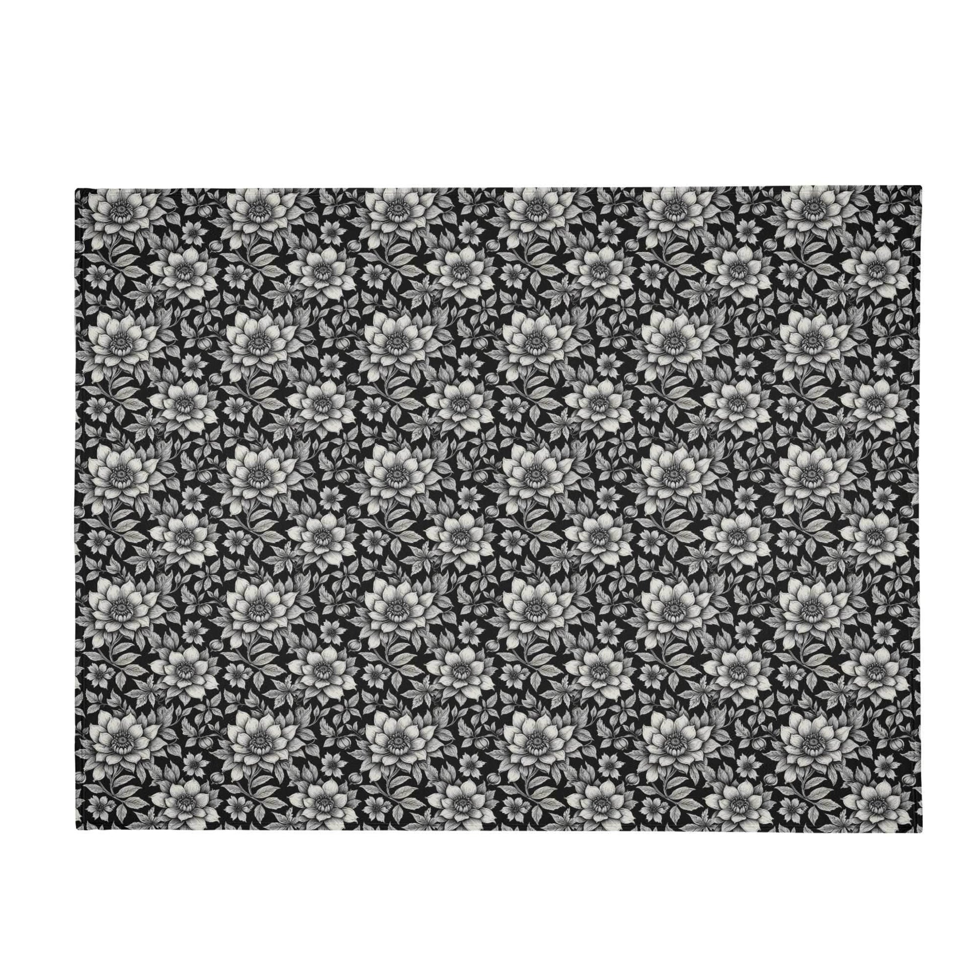 Black and White Bloom Flannel Breathable Blanket 4 Sizes - DeRose Seasonal