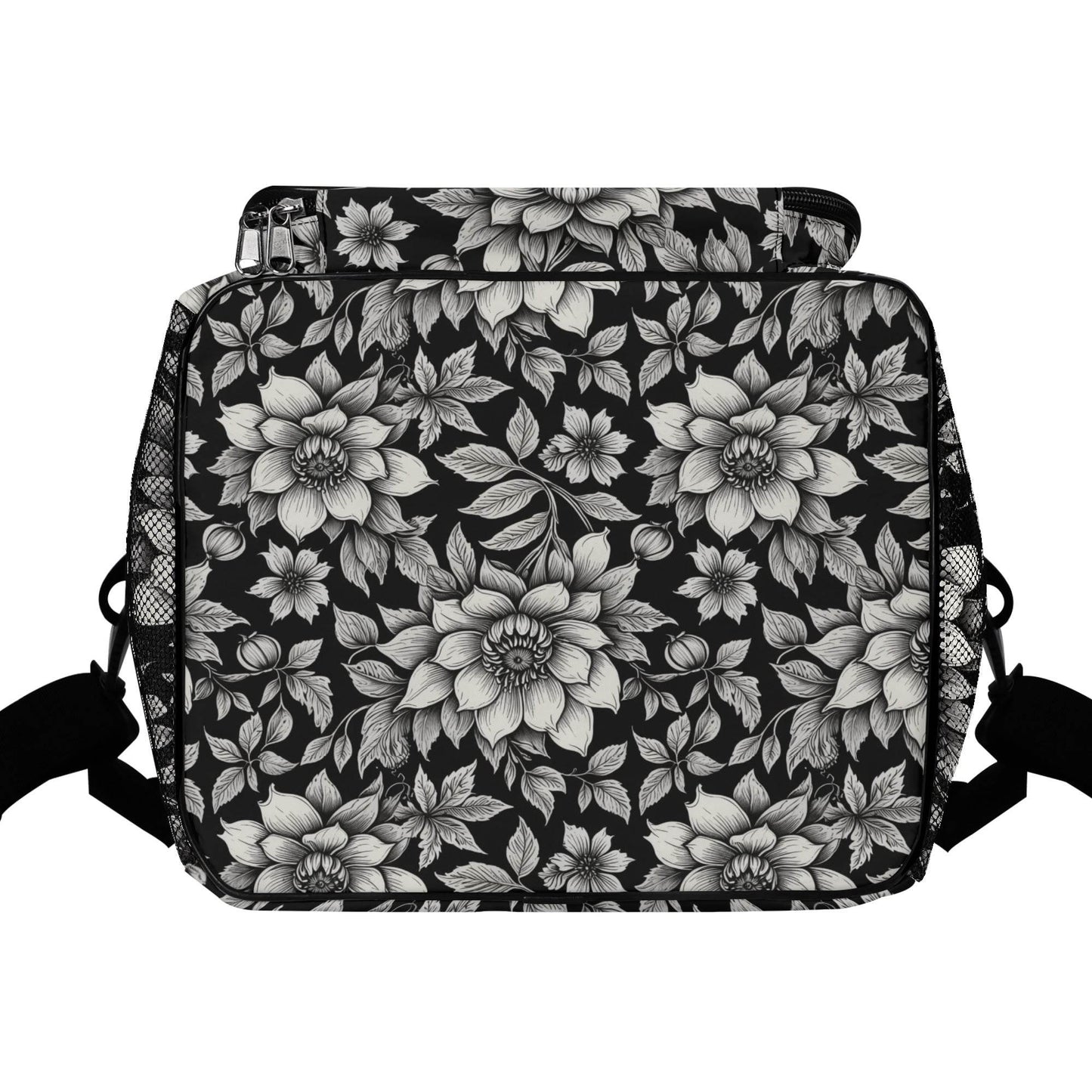 Black and White Bloom Insulated Leakproof Cooler Bag Lunch Box - DeRose Seasonal