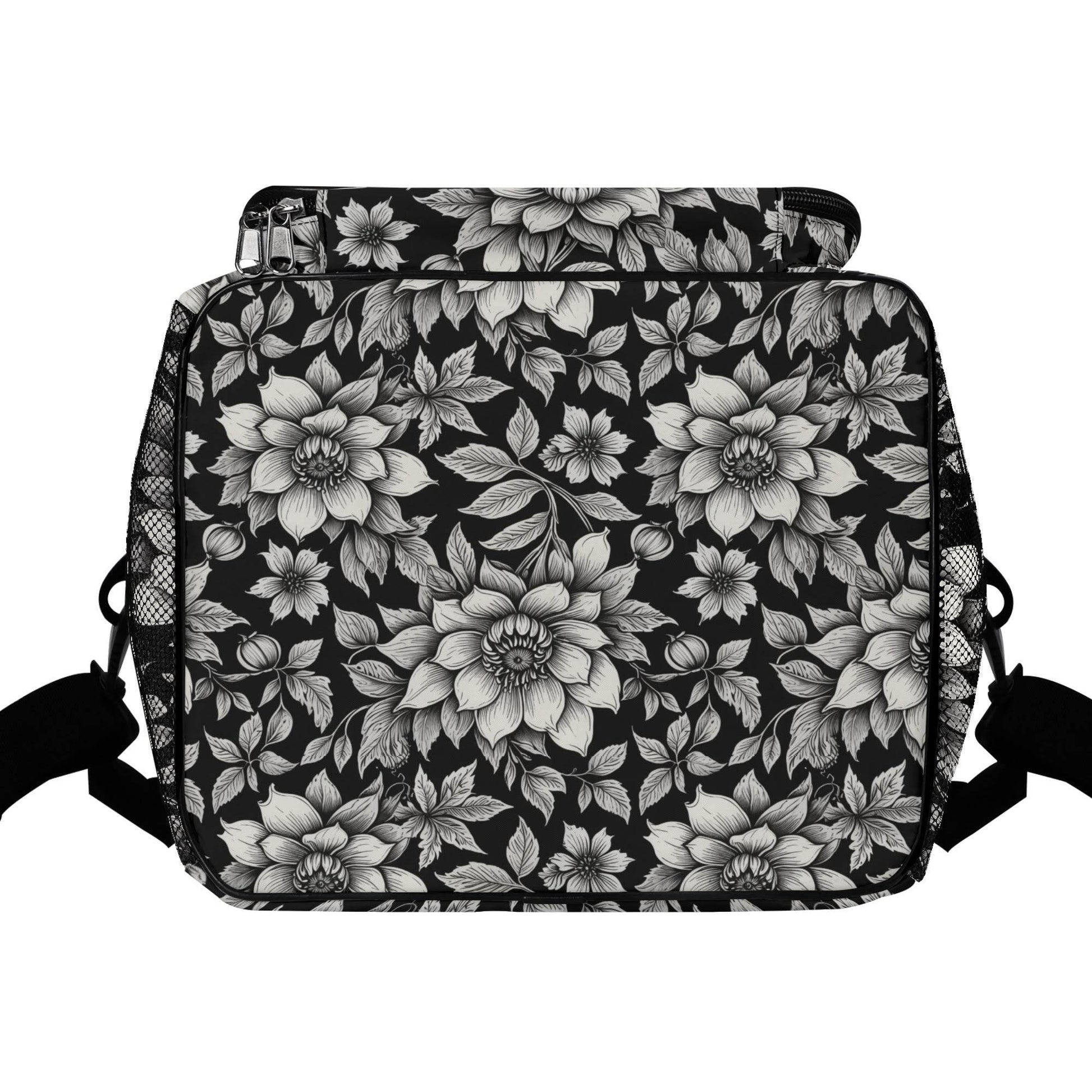 Black and White Bloom Insulated Leakproof Cooler Bag Lunch Box - DeRose Seasonal