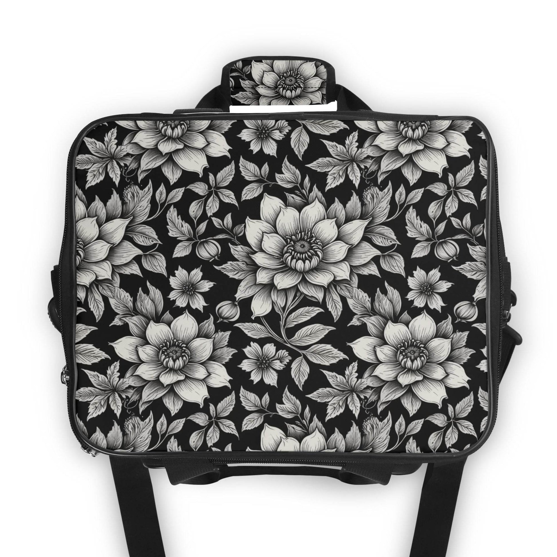 Black and White Bloom Insulated Leakproof Cooler Bag Lunch Box - DeRose Seasonal