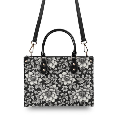 Black and White Bloom Luxury Women's Leather Handbag - DeRose Seasonal