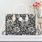 Black and White Bloom Luxury Women's Leather Handbag - DeRose Seasonal