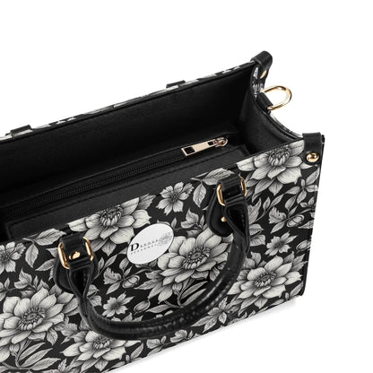 Black and White Bloom Luxury Women's Leather Handbag - DeRose Seasonal