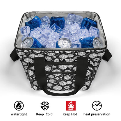 Black and White Christmas Ornament Insulated Leakproof Cooler Bag Lunch Box - DeRose Seasonal