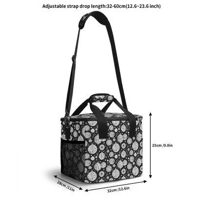 Black and White Christmas Ornament Insulated Leakproof Cooler Bag Lunch Box - DeRose Seasonal