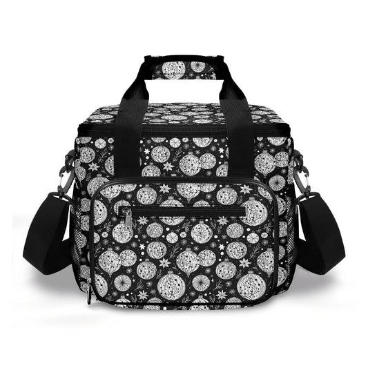 Black and White Christmas Ornament Insulated Leakproof Cooler Bag Lunch Box - DeRose Seasonal