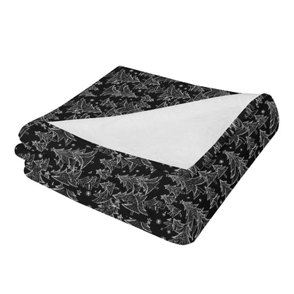 Black and White Christmas Tree Flannel Breathable Blanket 4 Sizes - DeRose Seasonal