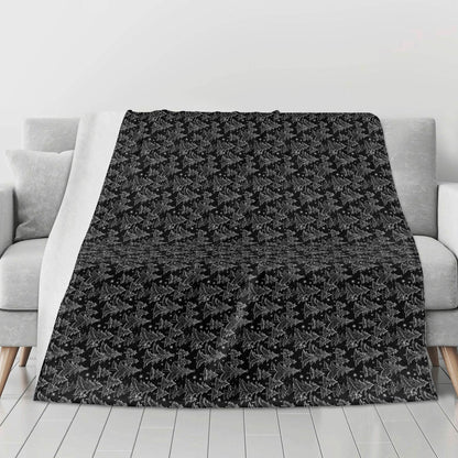 Black and White Christmas Tree Flannel Breathable Blanket 4 Sizes - DeRose Seasonal