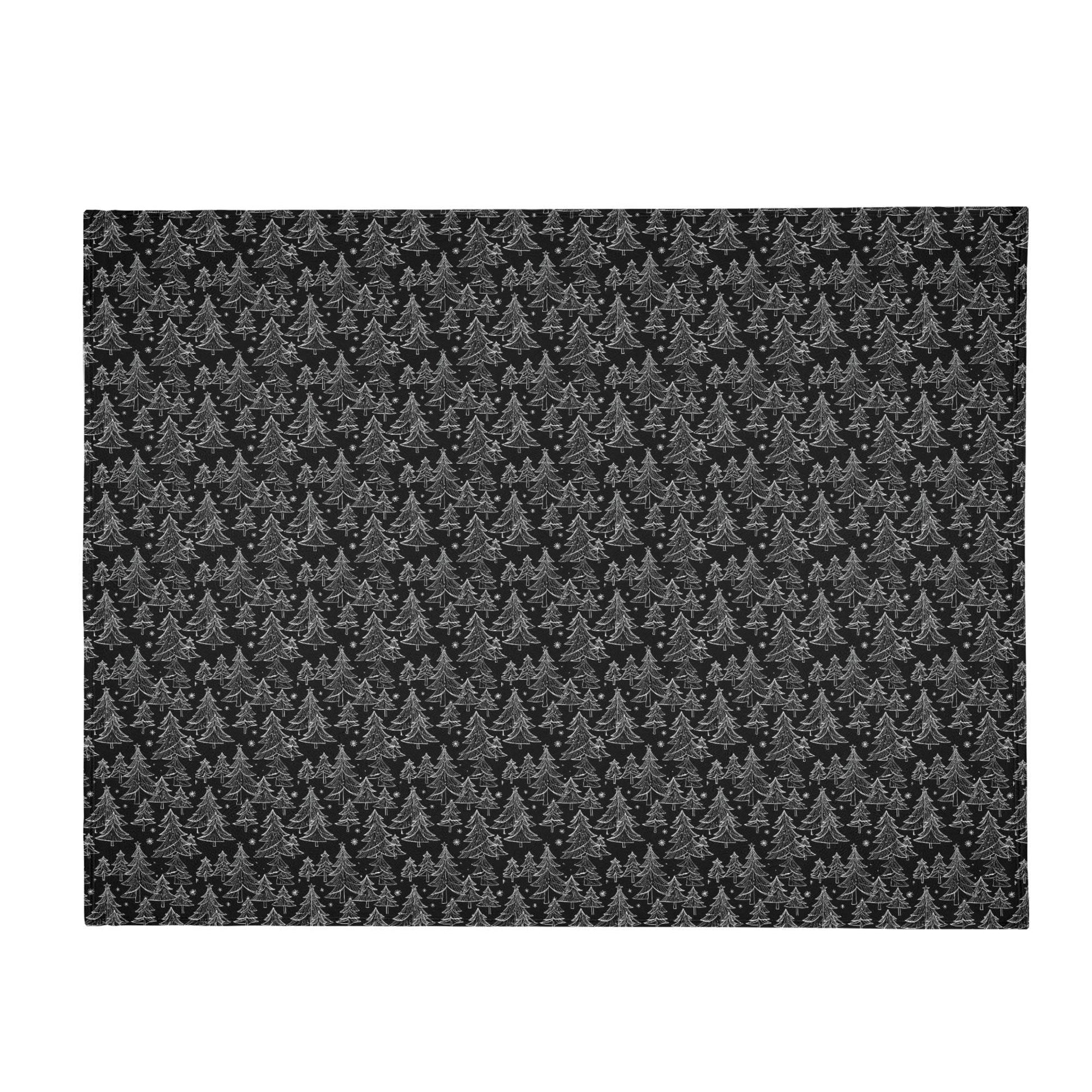 Black and White Christmas Tree Flannel Breathable Blanket 4 Sizes - DeRose Seasonal