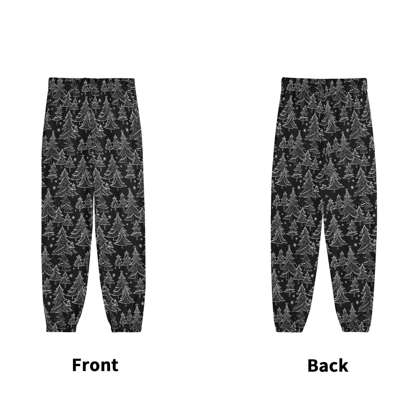 Black and White Christmas Tree Unisex Adult Long Pants - DeRose Seasonal
