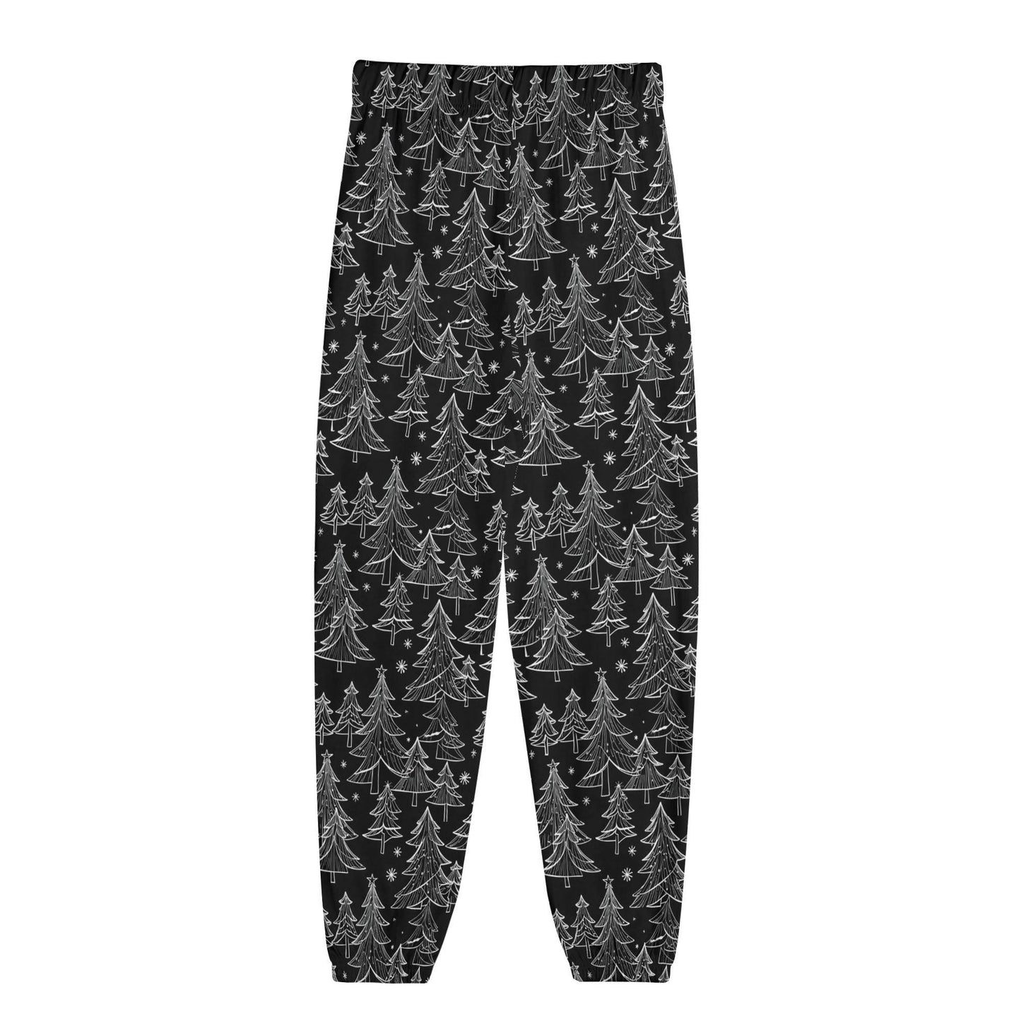 Black and White Christmas Tree Unisex Adult Long Pants - DeRose Seasonal