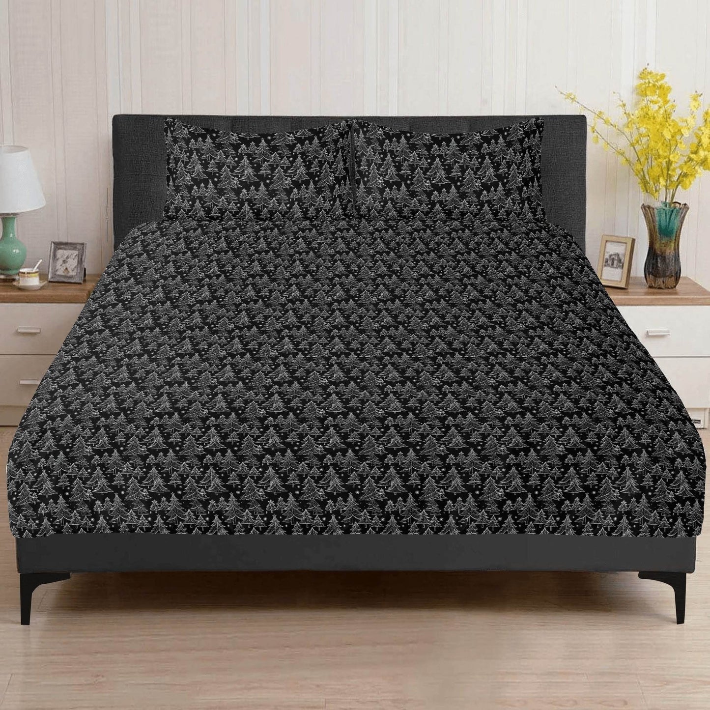 Black and White Christmas Trees 3 Pcs Beddings - DeRose Seasonal
