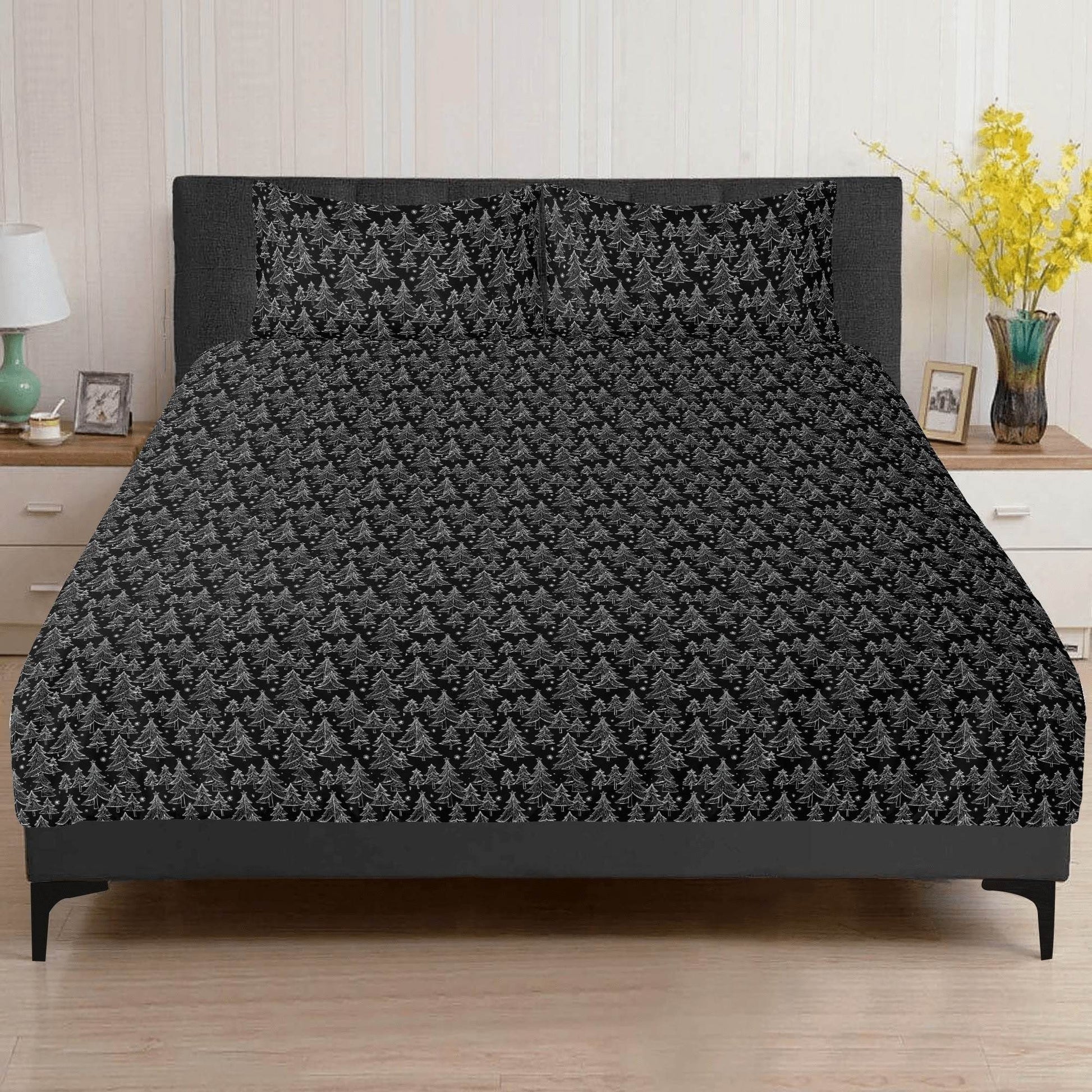 Black and White Christmas Trees 3 Pcs Beddings - DeRose Seasonal