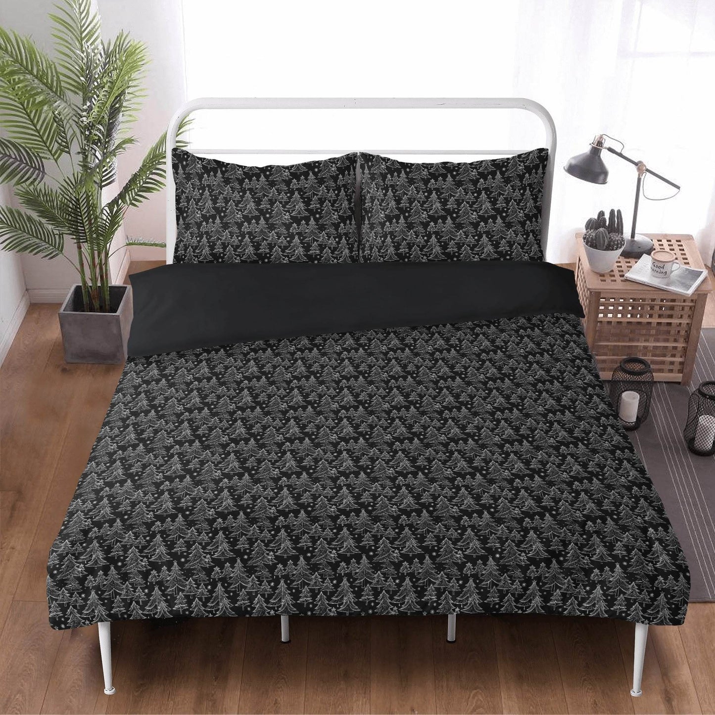 Black and White Christmas Trees 3 Pcs Beddings - DeRose Seasonal