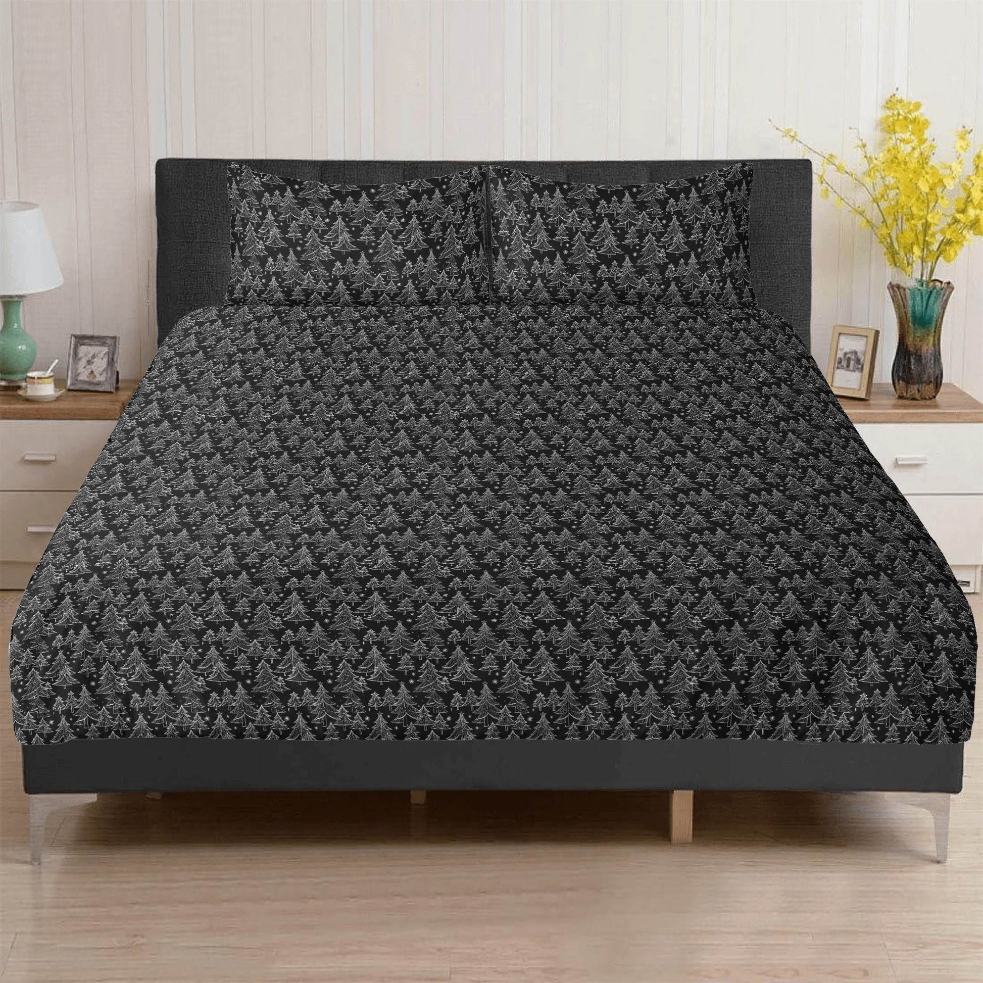 Black and White Christmas Trees 3 Pcs Beddings - DeRose Seasonal