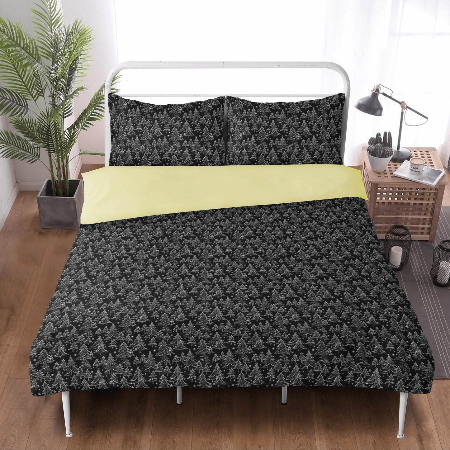 Black and White Christmas Trees 3 Pcs Beddings - DeRose Seasonal