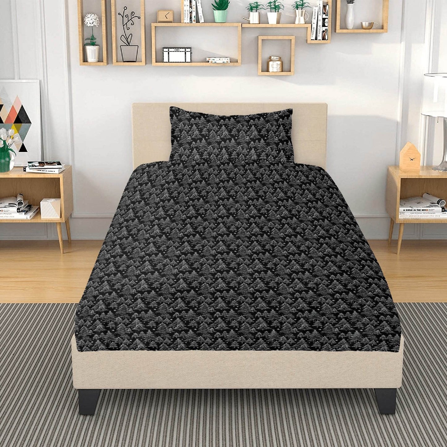Black and White Christmas Trees 3 Pcs Beddings - DeRose Seasonal