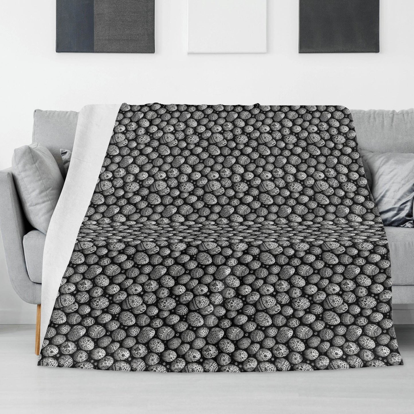 Black and White Egg Flannel Breathable Blanket 4 Sizes - DeRose Seasonal