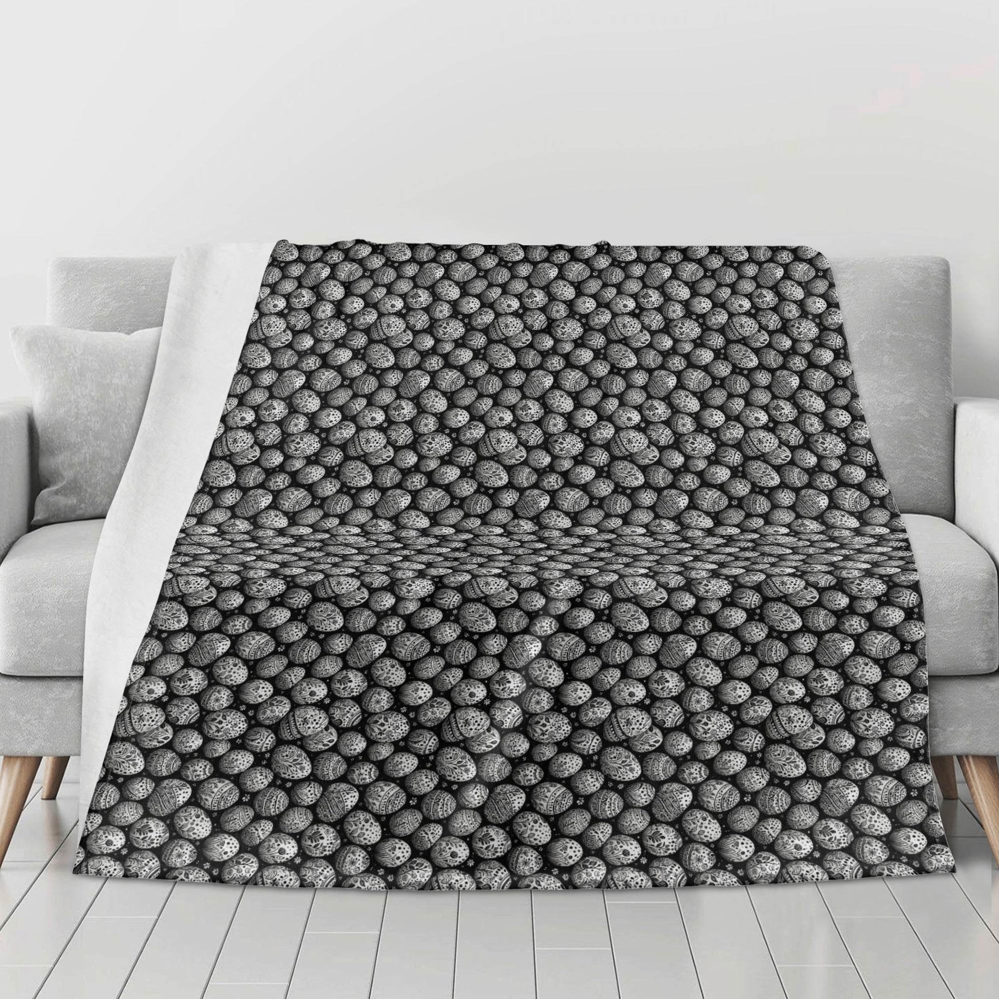 Black and White Egg Flannel Breathable Blanket 4 Sizes - DeRose Seasonal
