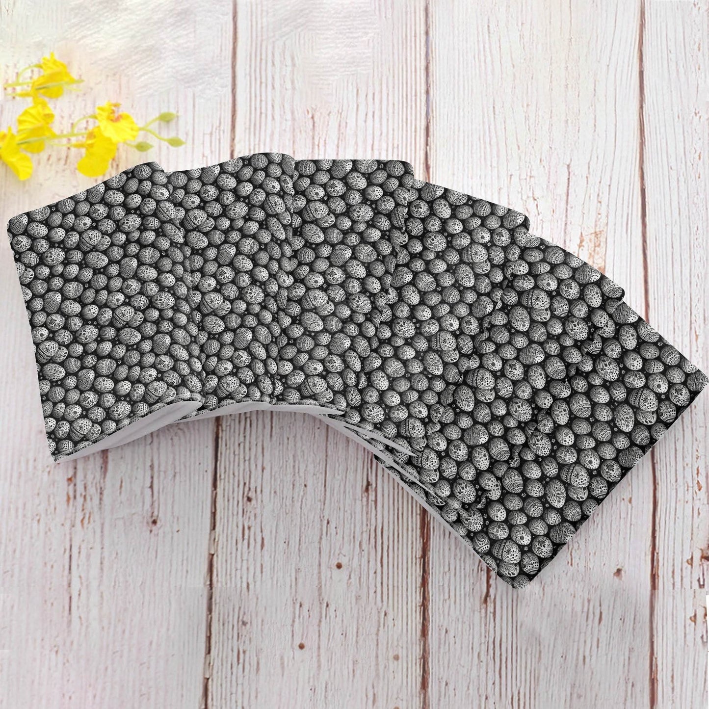 Black and White Egg Hand Towels (6 Pcs) - DeRose Seasonal