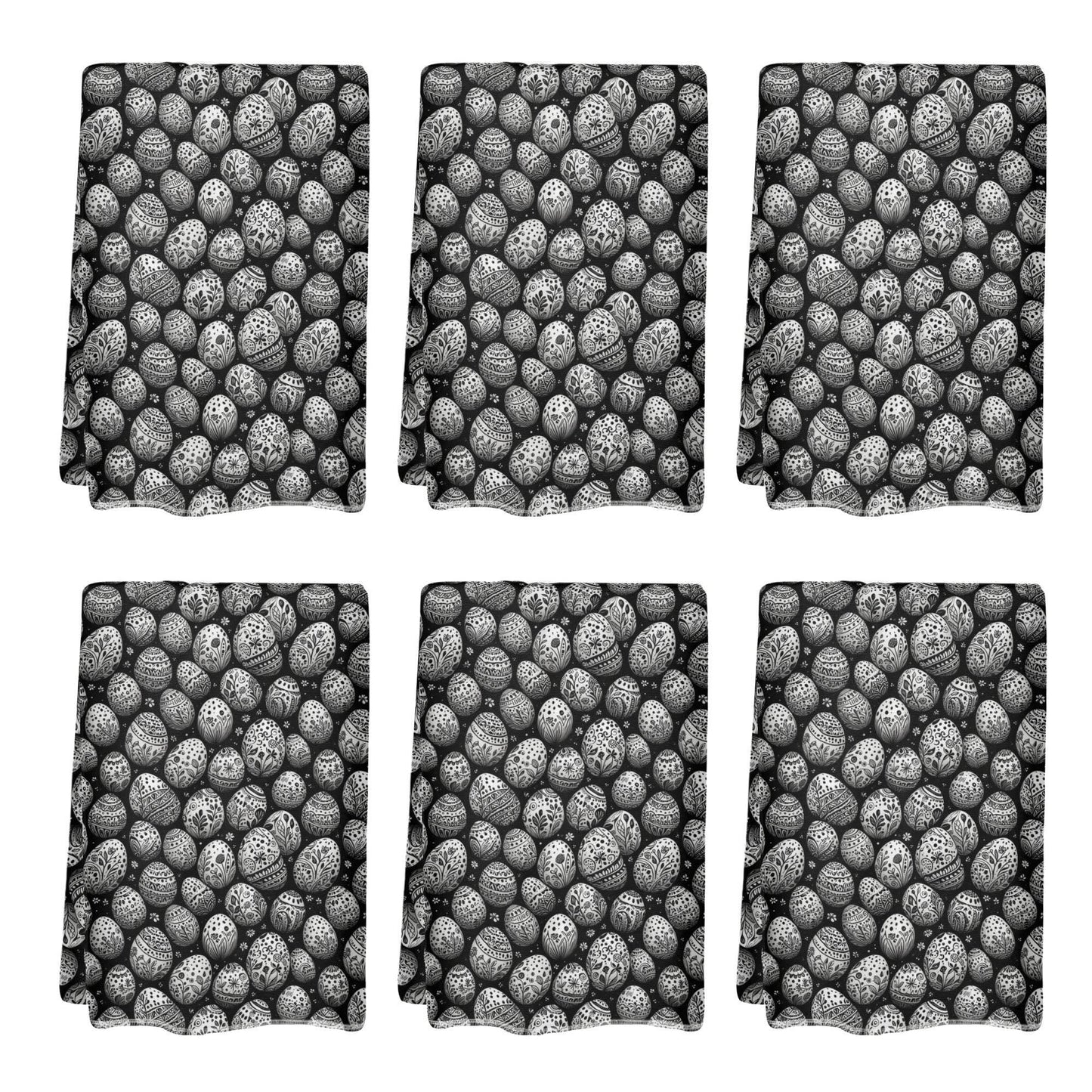 Black and White Egg Hand Towels (6 Pcs) - DeRose Seasonal