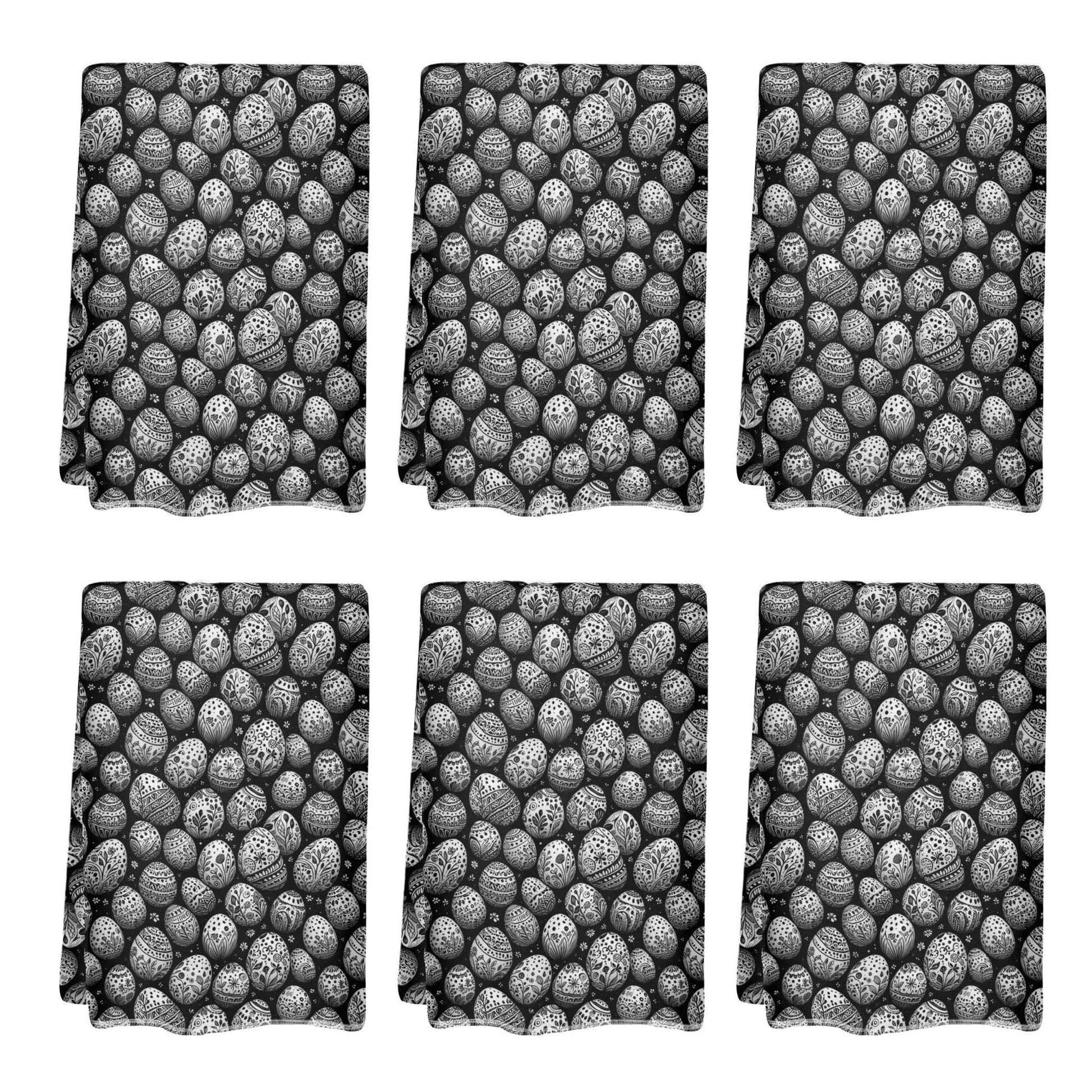 Black and White Egg Hand Towels (6 Pcs) - DeRose Seasonal