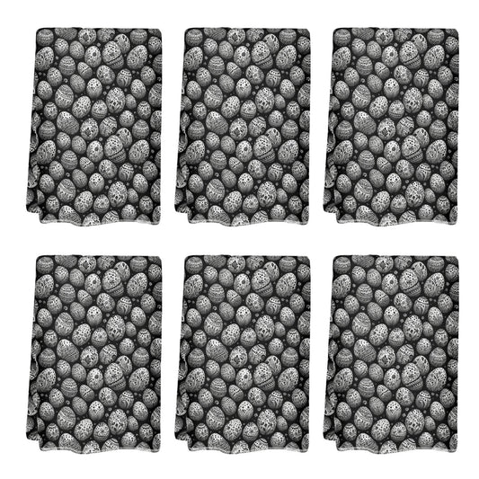 Black and White Egg Hand Towels (6 Pcs) - DeRose Seasonal