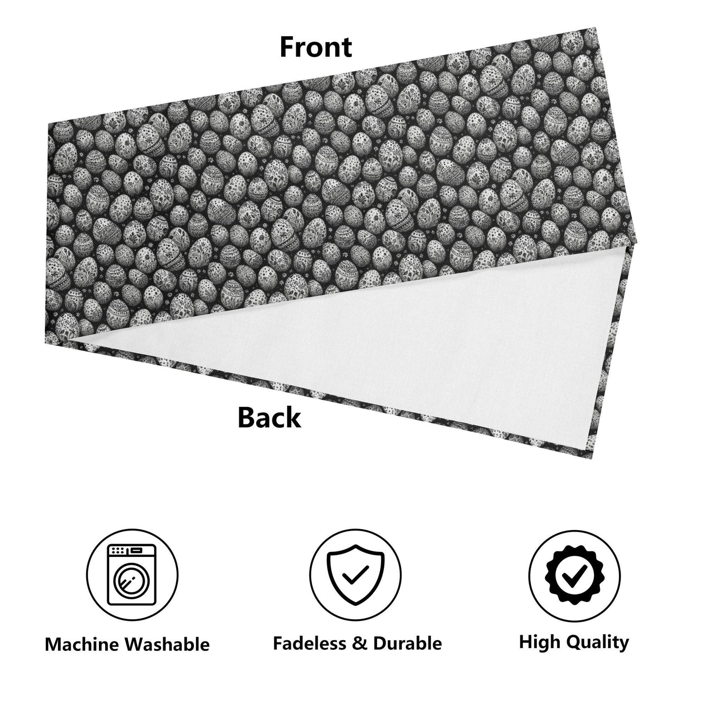 Black and White Egg Polyester Table Runner - DeRose Seasonal