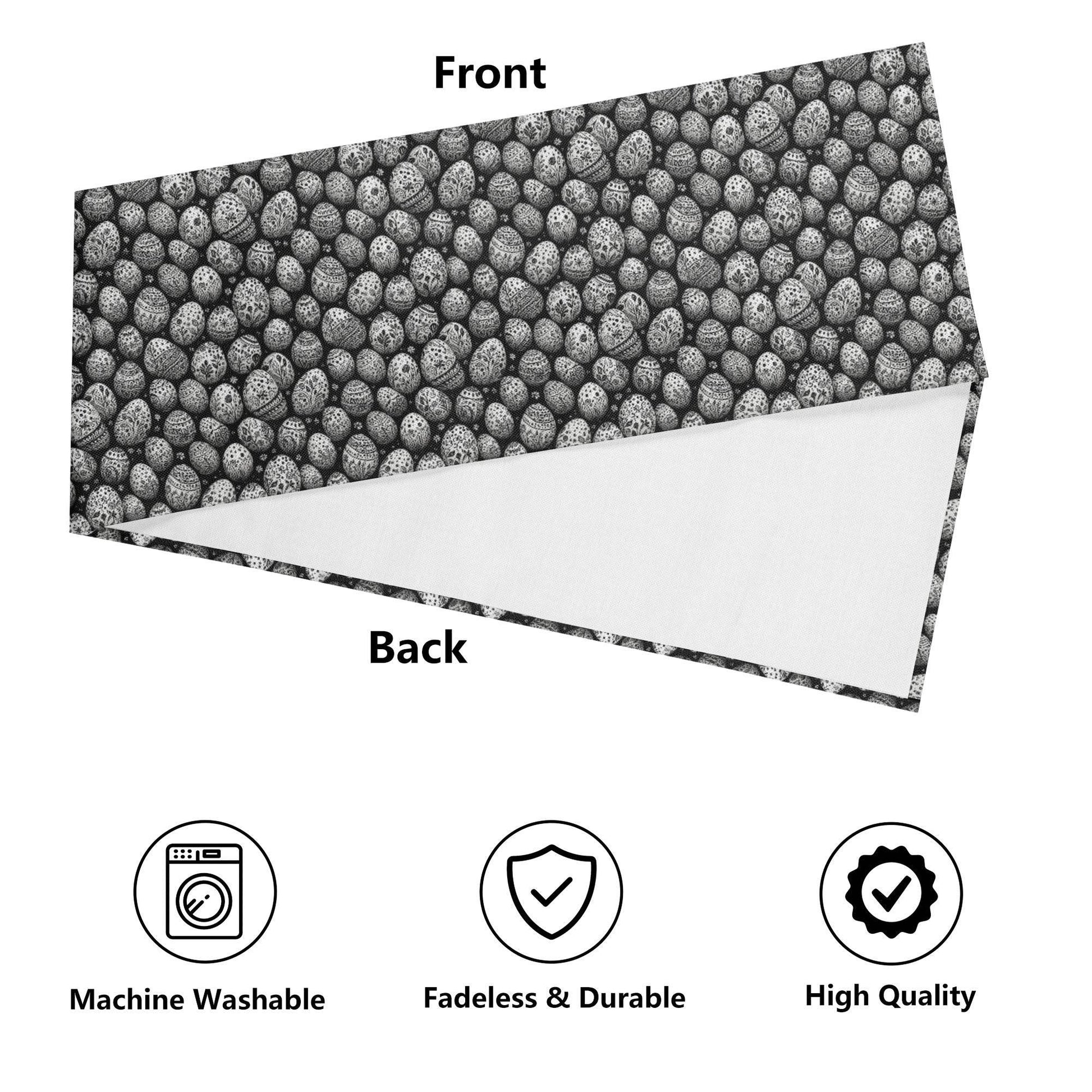 Black and White Egg Polyester Table Runner - DeRose Seasonal