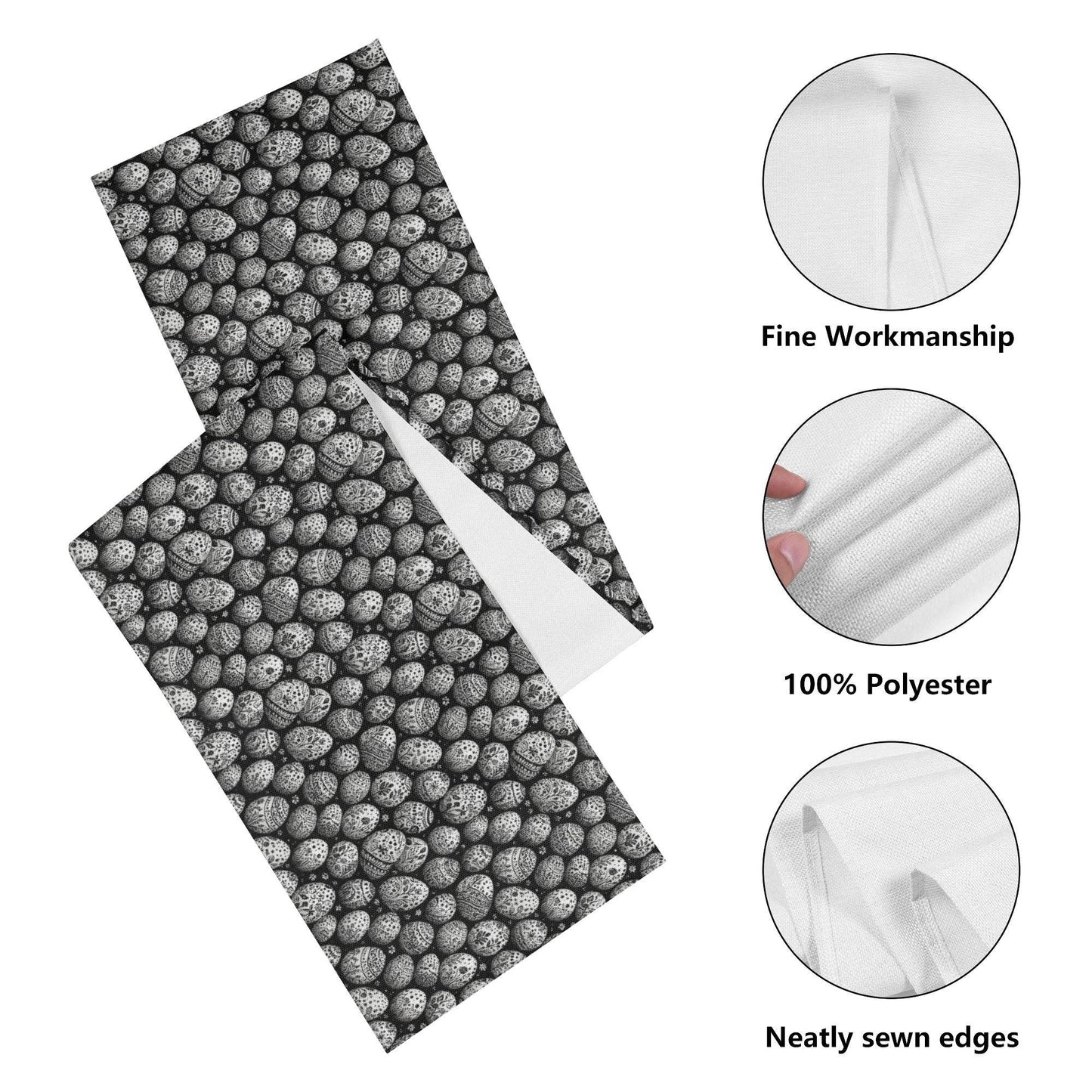 Black and White Egg Polyester Table Runner - DeRose Seasonal