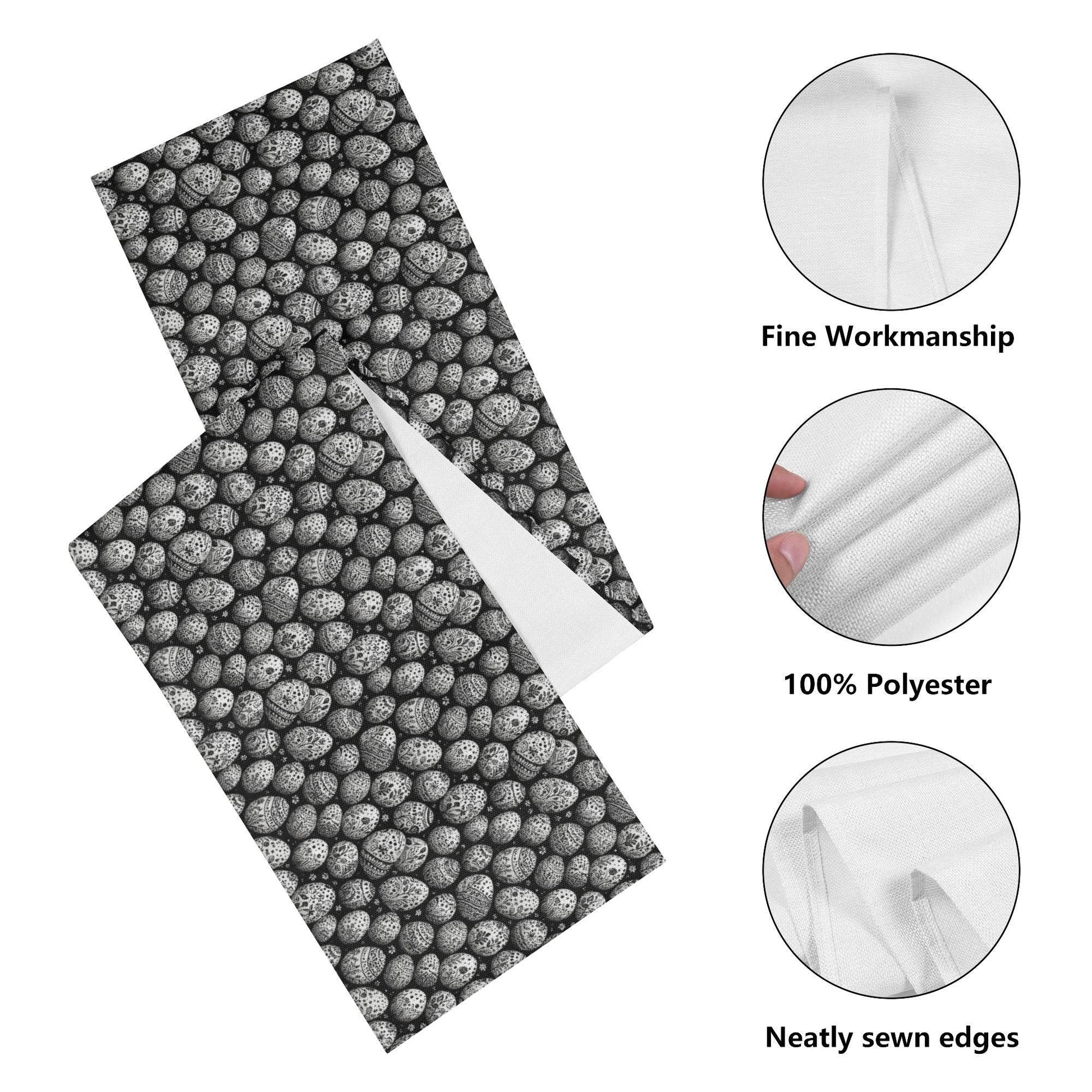 Black and White Egg Polyester Table Runner - DeRose Seasonal