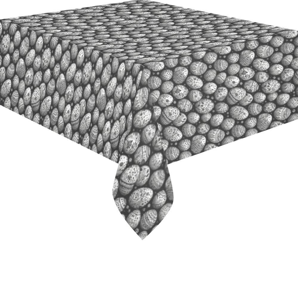 Black and White Egg Polyester Tablecloth Polyester Tablecloth 70"x 52" DeRose Seasonal