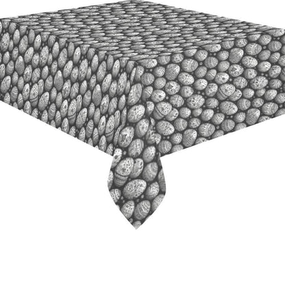 Black and White Egg Polyester Tablecloth Polyester Tablecloth 70"x 52" DeRose Seasonal