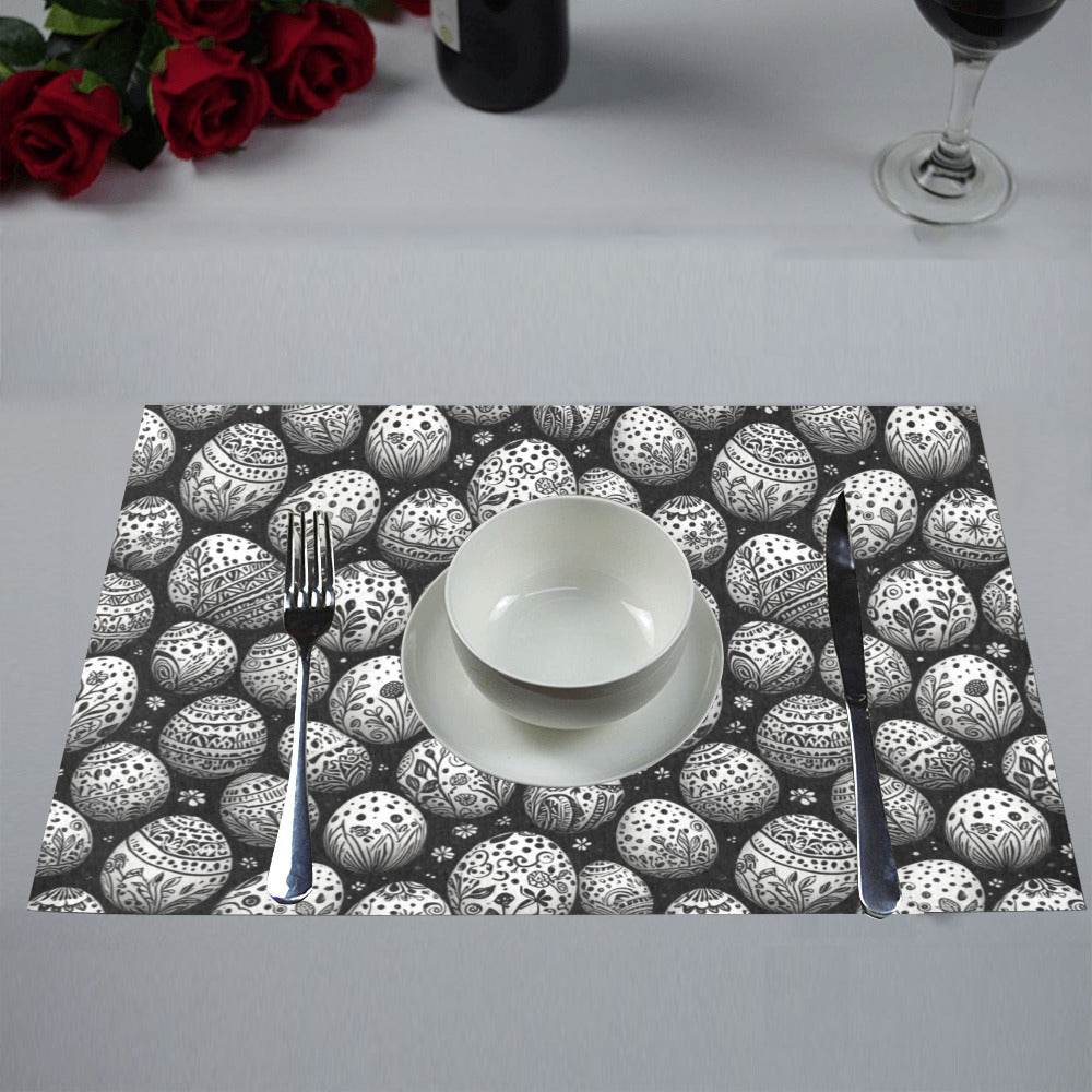 Black and White Egg Table Placemat (set of 6) Placemats 12" x 18" (Set of 6) DeRose Seasonal