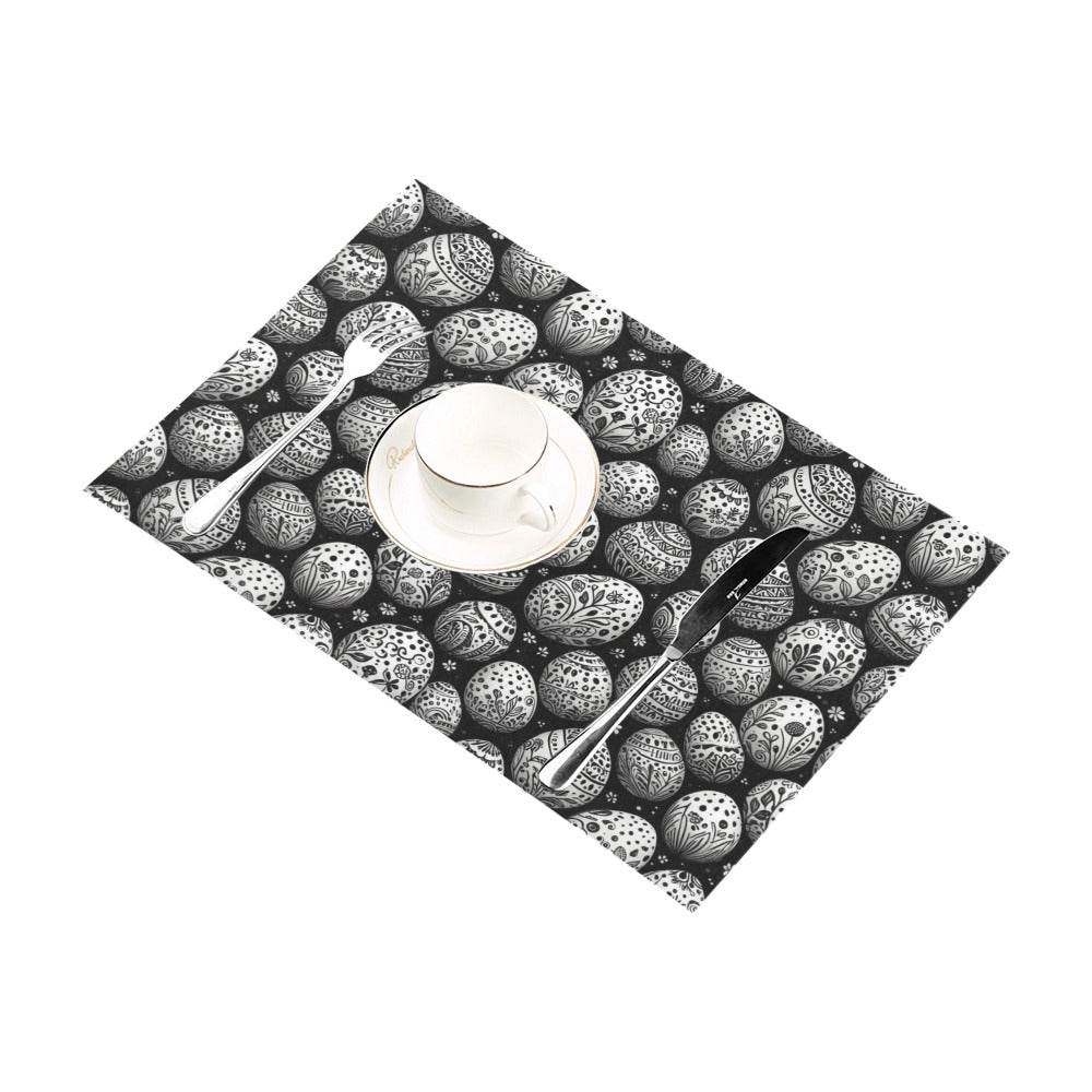 Black and White Egg Table Placemat (set of 6) Placemats 12" x 18" (Set of 6) DeRose Seasonal