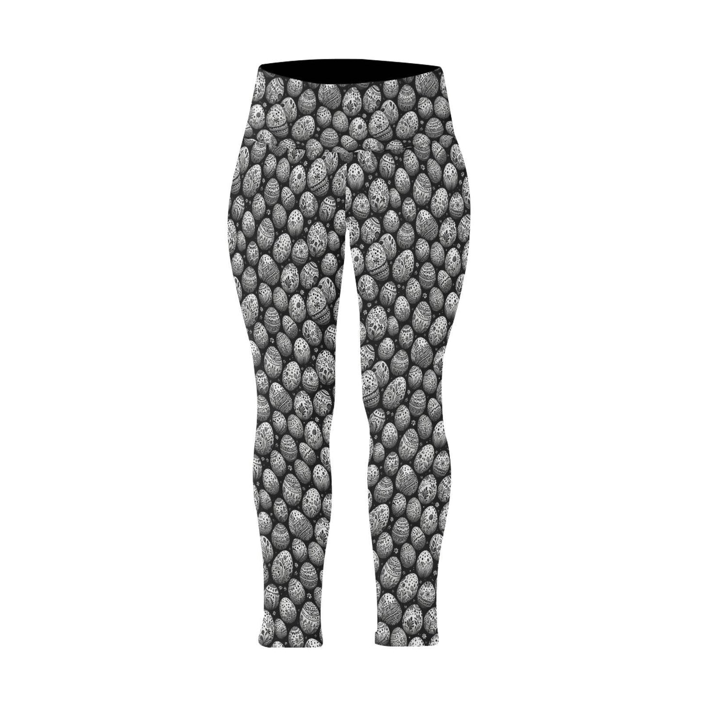 Black and White Egg Women's Plus Size High Waited Leggings Women's High Waist Leggings(Plus Size)(ModelL45) - DeRose Seasonal