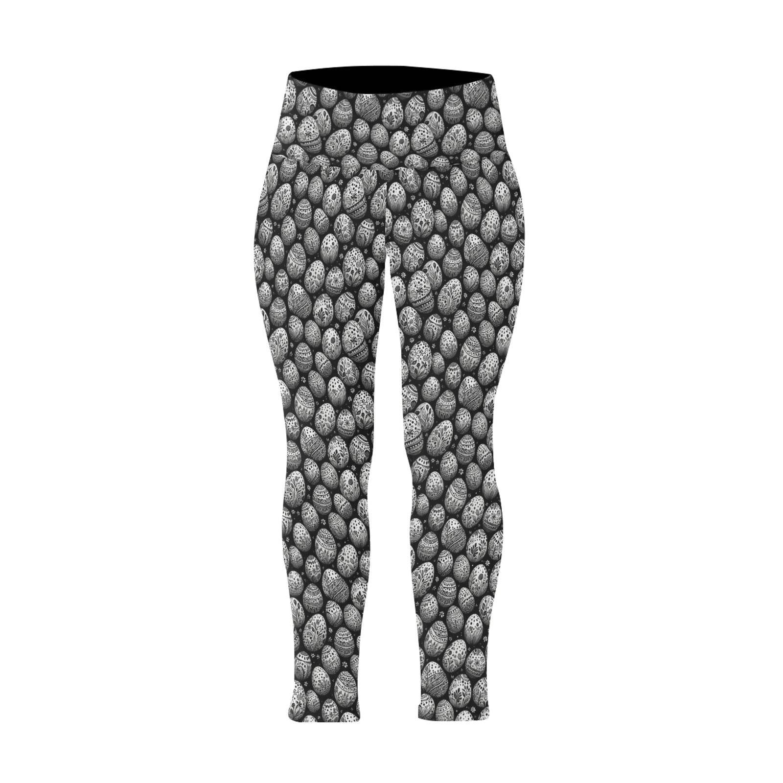 Black and White Egg Women's Plus Size High Waited Leggings Women's High Waist Leggings(Plus Size)(ModelL45) - DeRose Seasonal