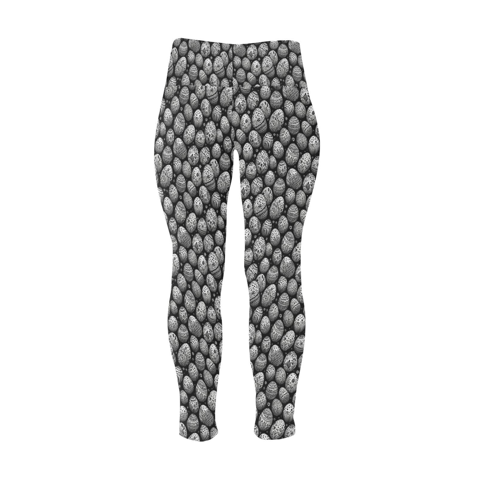 Black and White Egg Women's Plus Size High Waited Leggings Women's High Waist Leggings(Plus Size)(ModelL45) - DeRose Seasonal