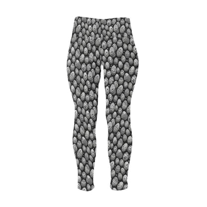 Black and White Egg Women's Plus Size High Waited Leggings Women's High Waist Leggings(Plus Size)(ModelL45) - DeRose Seasonal